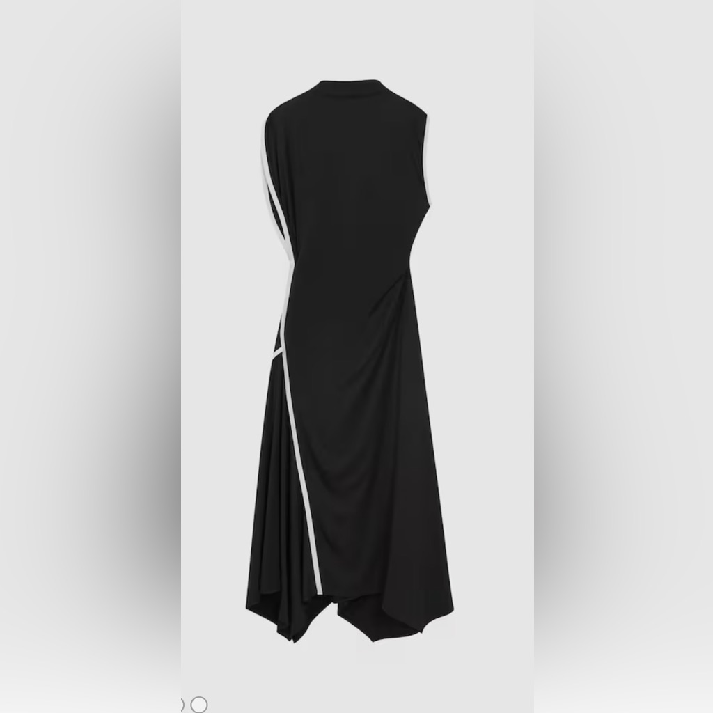 Reiss Klein Asymmetric Contrast Trim Midi Dress In Black/White Sz8